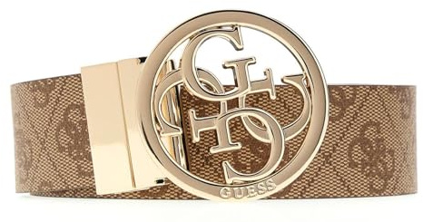 GUESS Gürtel Noelle Adjustable & Reversible Pant Belt W95 Latte Logo/Light Blue braun hellblau kürzbar wendbar
