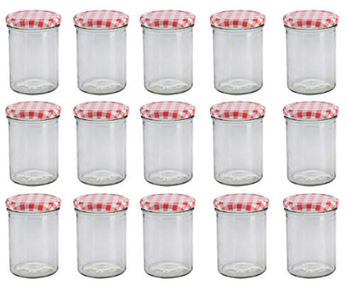 15 x 440 ml Sturzglas/Einmachglas mit Deckel | Höhe 11 cm