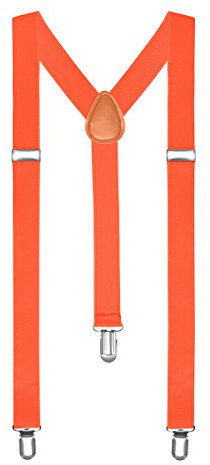 Autiga® Hosenträger Herren Damen Hosen Träger Y Form Style Clips Schmal Neon Bunt Farbig orange