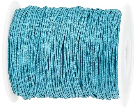 PandaHall 1mm 91m filo cerato in cotone Filo di Cera Filo Gioielli Filo Cordino per Perline Collane Bracciali bigiotteria Natale Fai da Te, Verde