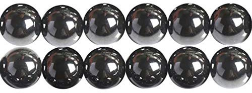 SKYBEADS Schwarze Perlen für Armbänder Runde 6mm Hämatit Edelsteine 38cm Strang Approx 60 Stück