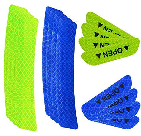 Senven 16Pcs Verde fluorescente e blu, adesivo riflettente sopracciglio ruota, adesivi riflettenti