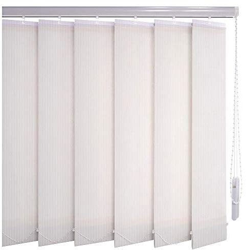 Sonnenschutz-HH® - Lamellenvorhang weiß Leinenoptik mit Streifen lichtdurchlässig - Breite 100 cm x 75 cm Höhe - Lamellenbreite 127mm Vertikaljalousie Vertikalanlage Schiebevorhang