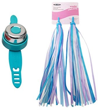 Nuobesty Kinder-Lenkergriffe für Fahrrad, Scooter, Fahrrad, bunte Luftschlangen, Quastenbänder mit Fahrradklingel (Blau) 2 Stück, 1285FAS5LA13J0HKBO251GM47, blau, Größe 1