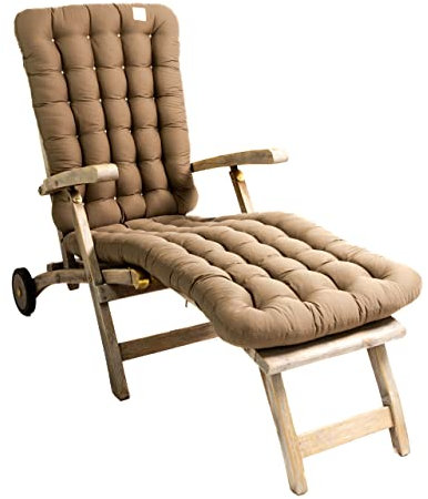 HAVE A SEAT Luxury - Deckchair Auflage 190x50 cm, 8 cm dick, Bequeme Liegestuhl Polsterauflage, waschbar bei 95°C, Trockner geeignet, UV-Beständig, Made in Germany (190 x 50 cm, Goldbraun)