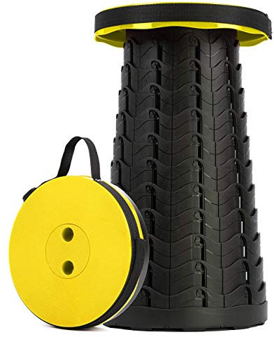 SPLENDOLE Klapphocker Campinghocker | Leichter, höhenverstellbarer Teleskophocker | ausziehhocker | Tragbare Stühle für Camping, Backpacking, Strand, Wandern, Rasen & Mehr (Gelb)