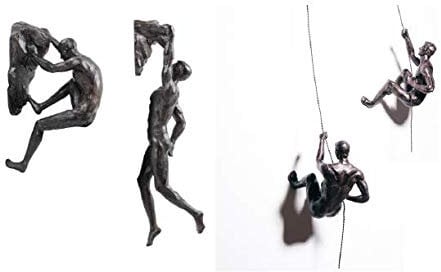4 x große Bronzefigur zum Aufhängen von Kletterern und Abseilern aus Kunstharz und Metall, zum Aufhängen an Draht, B-BCDE