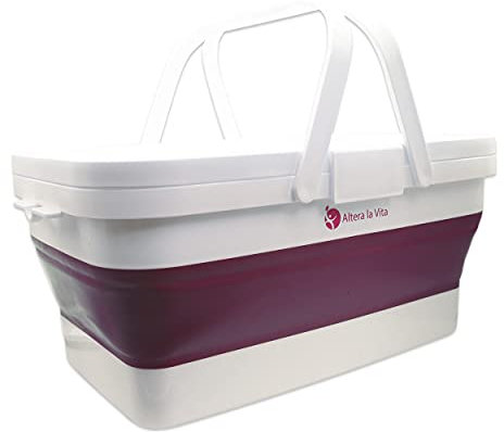 Altera la Vita Picknickkorb Camping-Einkaufskorb Spülbecken faltbar mit Deckel und Tisch klappbar 15 Liter wasserdicht für Camping Wandern Wohnmobil