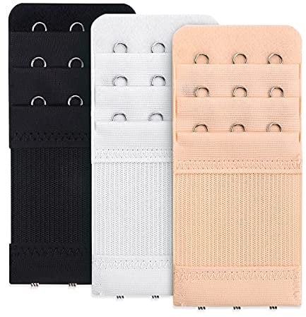 ASTER 3 Stück Damen BH Verlängerung 3 Haken 3 reihiger Damen BH Verlängerungs BH mit weichem Komfort-Gummiband Schwarz Weiß Hautton