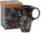 Voltogar Keramikbecher, Reise-Kaffeetasse mit Deckel und Griff, für Zuhause und Büro, 482 ml, Porzellan, hohe Teetasse mit farbiger Box, schwarze Blume