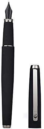 Matte Black Fountain Pen Medium Nib, Warrior Series, Classic Design with Converter and Metal Pen Box by Hongdian