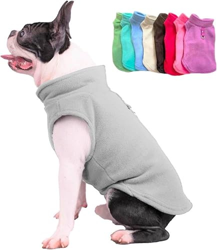 JACKO & CO Dog Fleece Vest Sweater w/Leash Ring, Grey XL (7.3-10.8 kg)