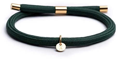 Alton of Sweden | Premium Armband für Herren & Damen aus Nylon | Geflochtenes Segeltau Surferarmband | Handgemacht Paracord Armband (Grün - 18K Vergoldeter)