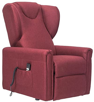 POLTRONE ITALIA Barbara2 Large PERSONALISIERTEN Sessel mit aufstehhilfe Große Größen 160kg verstärkte Mechanik Mikrofedersitz schmutzabweisend Dunkelrot