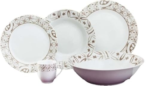Omniacasa Servizio Di Piatti Per 6 Persone Modello Shabby Forma Tonda 25 pezzi Con Tazzine Caffè ed Insalatiera