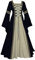 YUDATPG Women Medieval Dress Court Renaissance Dress Victoria Ball Gown Gothic Trumpet Long Sleeve Dress for Halloween Costume Irish Cosplay (as8, Alpha, s, Regular, Regular, Black)