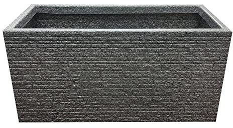 STAR SUPPLIES Large Deep Rectangular Brick Effect Flowers Plants Lightweight 60cm Long Garden Trough Slate Planter (2 Slate Trough Planters)