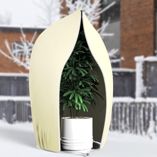 Protección invernal para plantas, 200 x 240 cm, protección contra heladas, cubiertas para plantas con cremallera y cordón, fieltro protector de invierno, protección contra plantas, invierno, para