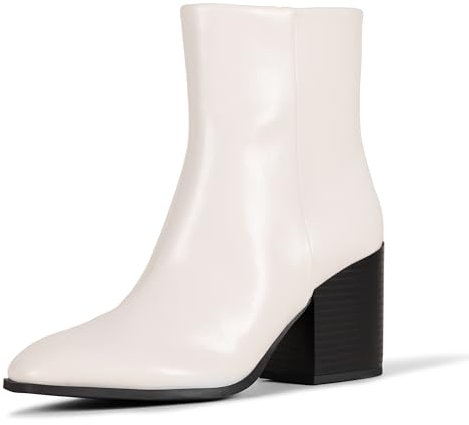 Amazon Essentials Stivaletti con Tacco Semplice Donna, Avorio, 42 EU