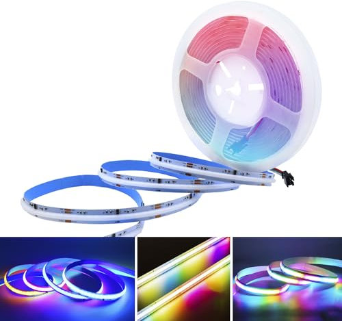 24V COB LED Streifen RGBIC Dimmbar, 5M COB LED Stripe RGB+IC Band Lichterkette Hohe Dichte 576LEDs/M, Flexibel Lichtband keine Lichtpunkte für Küche,Schlafzimmer, DIY Beleuchtung