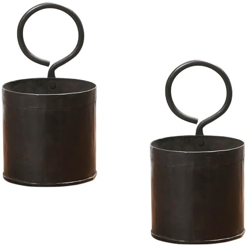 Marrakesch 2er Set Vintage Blumentopf Pflanzkübel hängend aus Metall 20cm groß | Kräutertopf Pflanzentopf Solia als Balkon Deko | Hängetopf Blumenkübel als skandinavische Wanddeko & Gartendeko