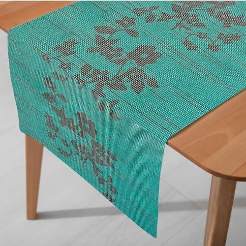 DecoHomeTextil Heimtextilmanufaktur Miami Tischläufer Tablerunner Breite 40 cm Länge und Farbe wählbar Sunrise Salbeigrün 40 x 340 cm