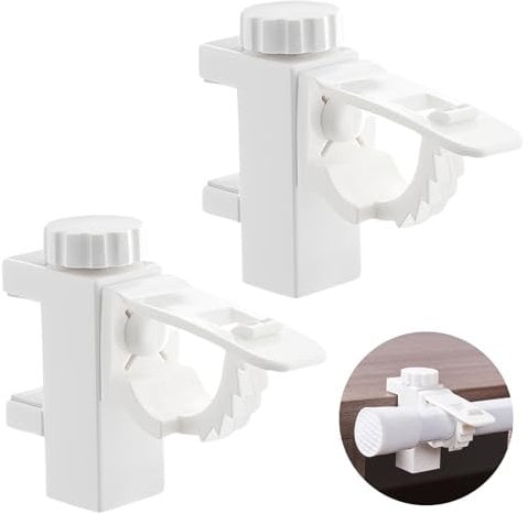 Support De Pince Porte-Rideaux Tringle 2 Pièces Supports Tringle Rideaux, Support De Tringle À Rideaux sans Percage, Pack De 2 Supports De Tringle À Rideaux sans Perçage Ni Collage, Réglable