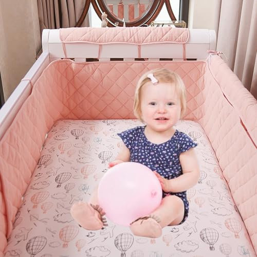 YIKANLIA Baby Nestchen Bettumrandung Babybett Umrandungen Kinderbett Gurt für Babybett Beistellbett Befestigung Gurt für Befestigung Beistellbetten Gurt zum Andocken,Rosa,190 * 30CM