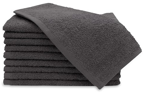 ZOLLNER 10er Set Gästehandtücher - kleine und Flauschige Handtücher in 30x50 cm - waschbar bis 60°C - Baumwolle - in Graphit - Hotelqualität - Oeko Tex® Zertifiziert