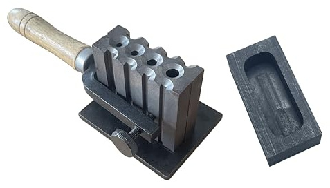 PTKTLAM 2-in-1-Drahtplatten-Barrenform, wendbar, 4 quadratische Löcher | Schmelzguss-Veredelung, Gold, Silber, Kupfer, Aluminium, Messing, Edelmetalle