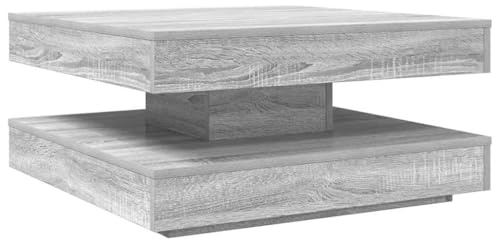 vidaXL grey sonoma engineered wood coffee table w/rotatable top & storage - modern square living room side table for home office