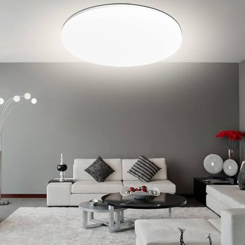 Aogled LED Deckenleuchte Rund 18W 1800LM 4000K Nautral Weiss,22CM Durchmesser,180 Abstrahlwinkel,Badlampe IP54 Wasserfest,Wohnzimmer-Lampe,Deckenlampe,Balkon Geeignet