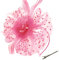 DRESHOW Fascinators Hut Blume Mesh Bänder Federn auf einem Stirnband und einem geteilten Clip Cocktail Tea Party Headwear für Mädchen und Frauen,Rosa,Einheitsgröße