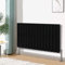 NRG Modern Horizontal Column Designer Radiator Black 600x1020 Flat Double Panel - Home Livingroom Bedroom Bathroom Heater