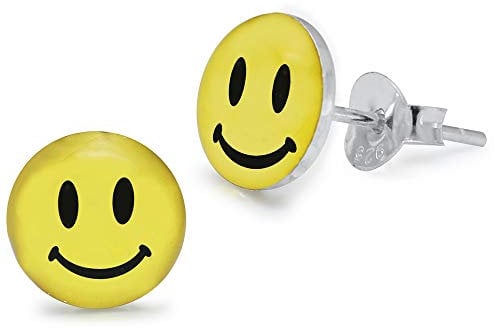 Monster Piercing Smiley Face Logo Bild 925 Sterling Silber Ohrstecker