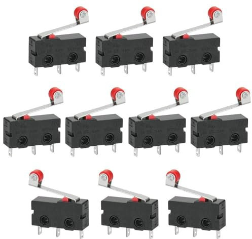 GOLRISEN 10 Pz Micro Interruttore Leva Micro Finecorsa 3 Pin Mini Interruttore a Levetta 250V 5A SPDT 1NO 1NC Finecorsa SPDT Micro Interruttore Fine Corsa Momentaneo Micro Interruttore Finecorsa, Nero