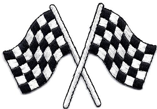 RACING-CHECKERED CROSSED FLAGS Aufbügeln PatchRacing, NASCAR, Autorennen, Andenkenzubehör für Fahrzeugapplikationen