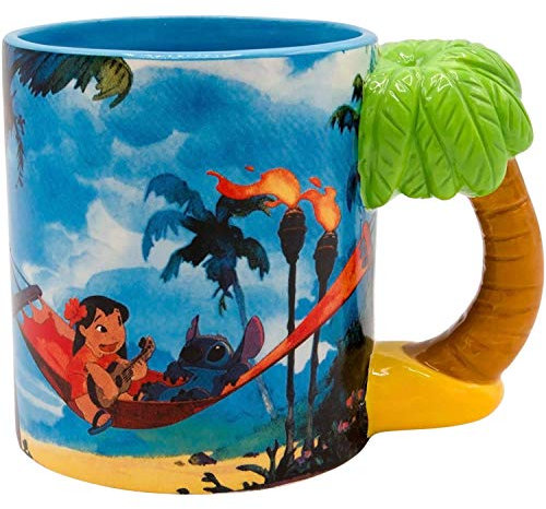 Silver Buffalo Disney Lilo & Stitch - Tazza in ceramica scolpita, 567 g, blu, 1 conteggio (confezione da 1)