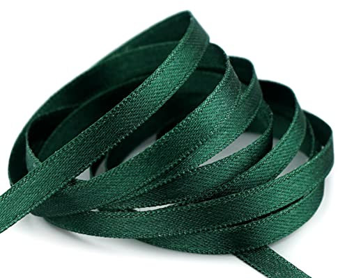 50 m x 6 mm Satinband TANNENGRÜN Schwarzgrün Dunkelgrün (035) doppelseitiges Schleifenband aus Satin ohne Draht weich und glänzend Geschenkband Deko Band double face Dekoband Kordel Basteln