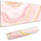 Grand tapis de souris de jeu XXL avec base antidérapante et bords cousus pour ordinateur, bureau, clavier et ordinateur portable – Marbre rose doré 89 x 39 x 0,3 cm