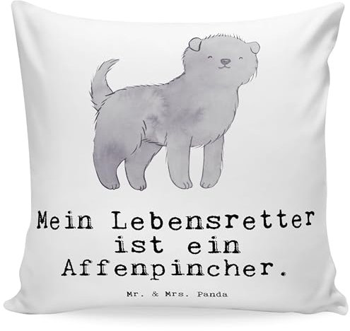 Mr. & Mrs. Panda 40x40 Kissen Affenpincher Lebensretter - Geschenk, Sofakissen, Dekokissen, Kissenhülle, Hund, Tierfreund, Kissenbezug 40x40,