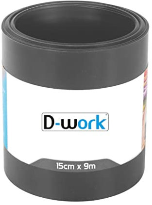 D-Work Bordure De Jardin Flexible en PVC avec Résistance aux UV et Gel - 15 cm de Hauteur x 9 Mètres de Longueur - Épaisseur 1 mm - Lisse - Gris Anthracite pour Parterres et Allées