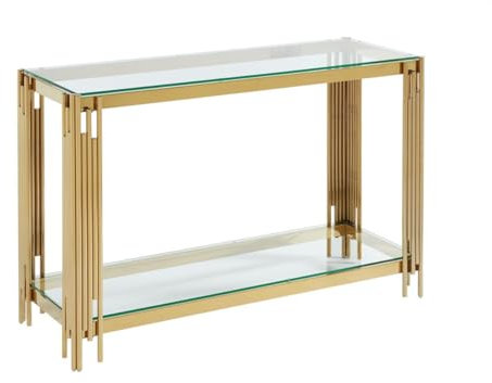 Pascal MORABITO-Console avec 1 étagère en Verre trempé et Acier Inoxydable - Doré - NOMELANO de Pascal MORABITO