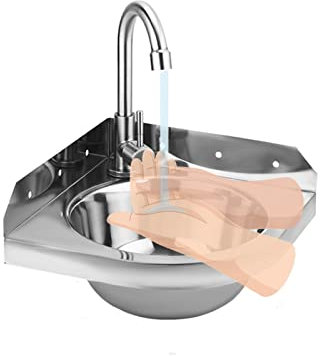 pujindu Spüle Edelstahl Wandhalterung Eckwaschbecken Eckwaschbecken Dreieck Mini Dickes Hängewaschbecken für Badezimmer öffentliche Orte (Farbe: Silber, Größe: A5)