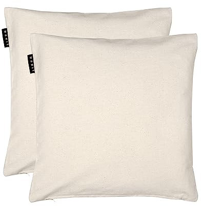 LINUM Annabell Elegant Kissenhülle 40x40 cm 2er-Pack, 100% Baumwolle, Maschinenwaschbar, Baumwollbeige
