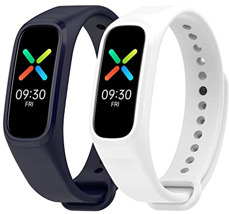 SMYAOSI Bracelet Compatible avec Oppo Band/Oneplus Band, TPU Silicone De Remplacement Bande, Sport Accessoire Réglable Bracelet pour Oppo Band/Oneplus Band Smartwatch (Bleu Blanc)