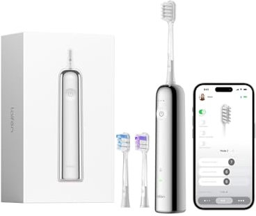 Laifen Wave elektrische Zahnbürste, Oszillation & Vibration elektrische Schallzahnbürste für Erwachsene mit 3 Bürstenköpfen, IPX7 wasserdicht magnetisch wiederaufladbar Reisezahnbürste (Edelstahl)