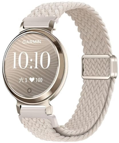 GIOPUEY Flexible Nylon Braided Strap Compatible With Garmin Lily 2 - Unisex Replacement Band - Beige