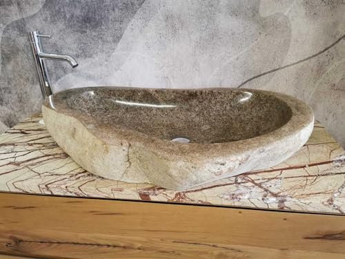 Évier en pierre Taille XXL Dimensions 90 x 55 x 14 cm Photos réelles du lavabo, lavabo de salle de bain en pierre, lavabo de salle de bain en pierre de rivière