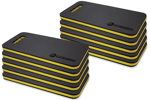 GORANDO® Premium Kniekissen 10er Set |gelb| Kniebrett | Knieunterlage - Ideal für die Arbeit in Werkstatt, Haus, Garten | Knieschoner, Knie-Matte, Sitz-Unterlage